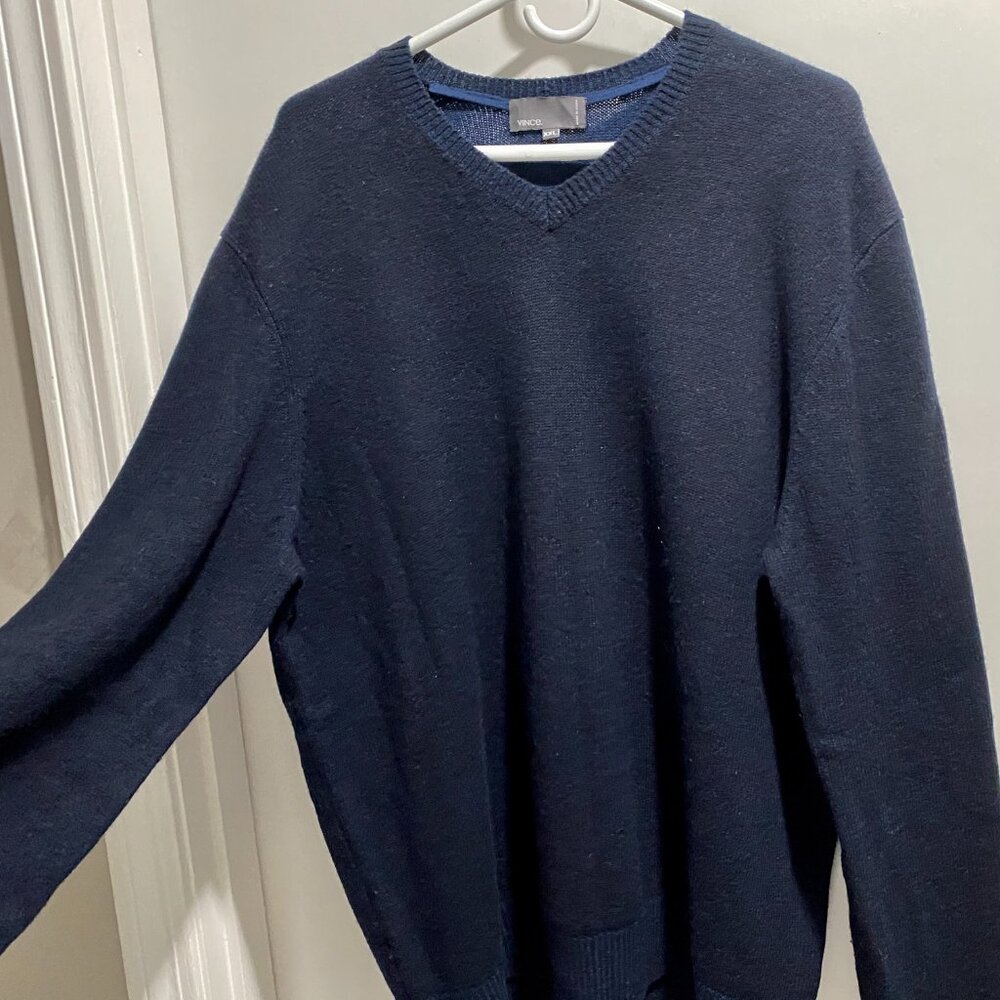 Vince Wool Cashmere V-Neck Rib Frugal Chic Heritage Preppy Academia Sweater XXL